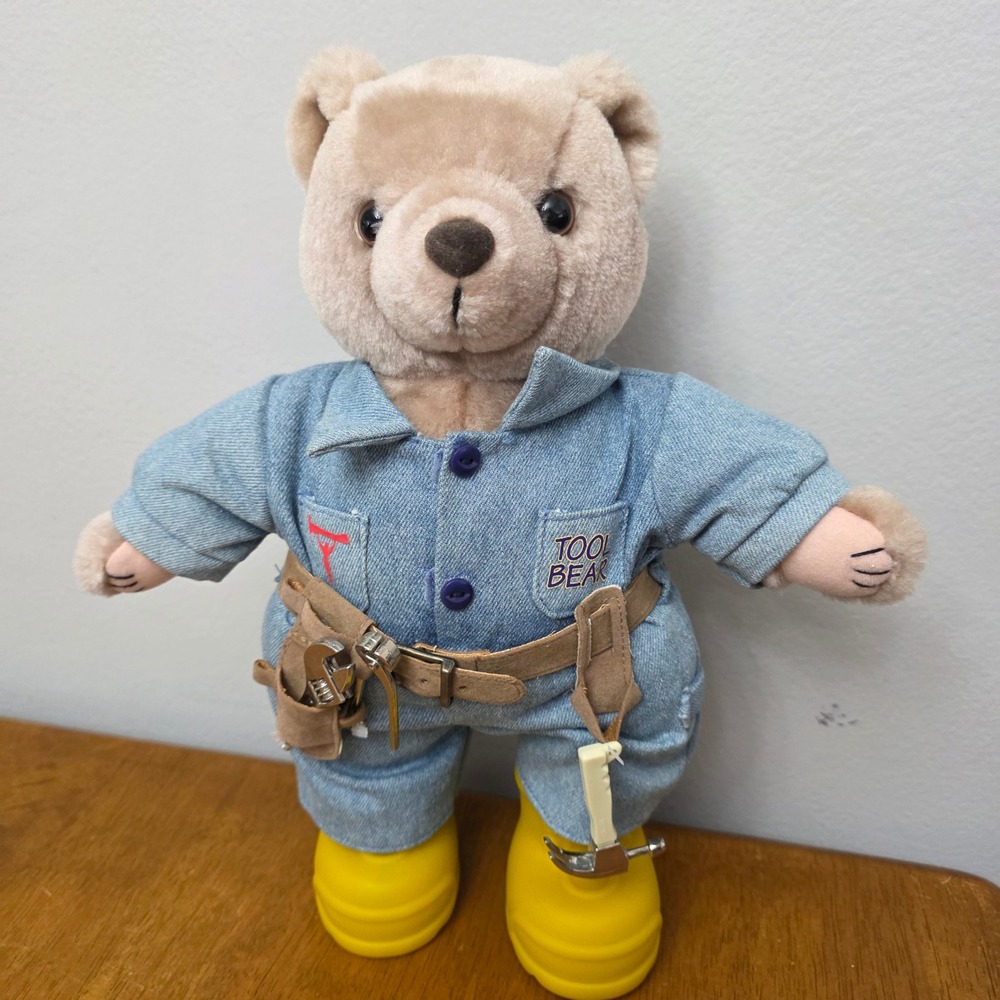 1990 Tim Allen Signature Tools Plush "Tool Bear" Toy with Outfit and Accessories - Picture 10 of 11